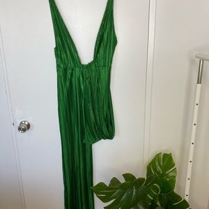 Green pleated jumpsuit